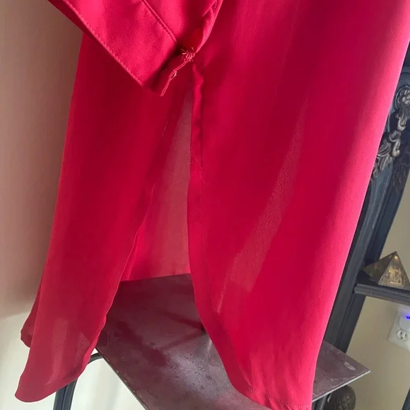 Red Button-Up Shirt Dress Kurti kameez tunic - Picture 4 of 6